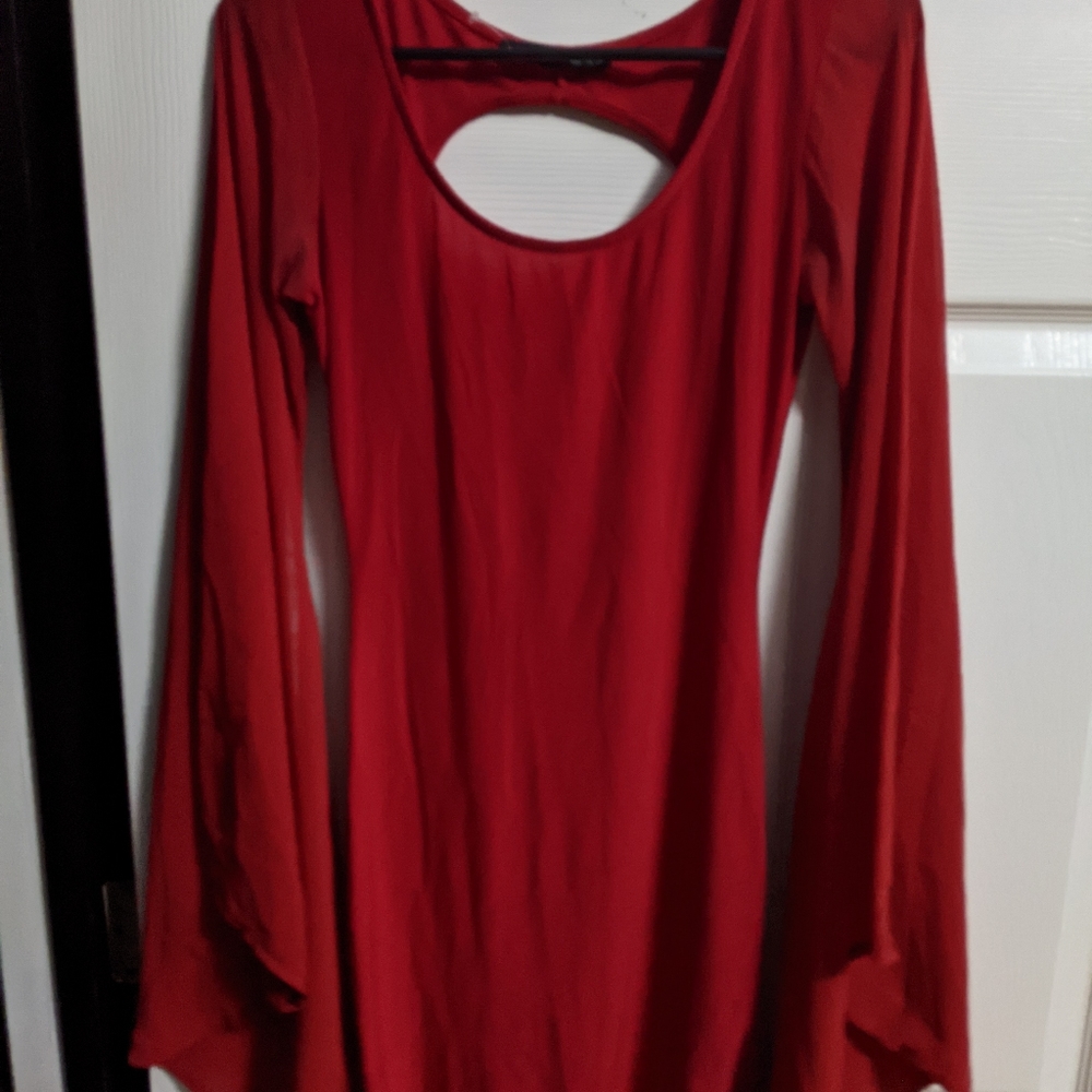 Red Dress With Attached Sleeves